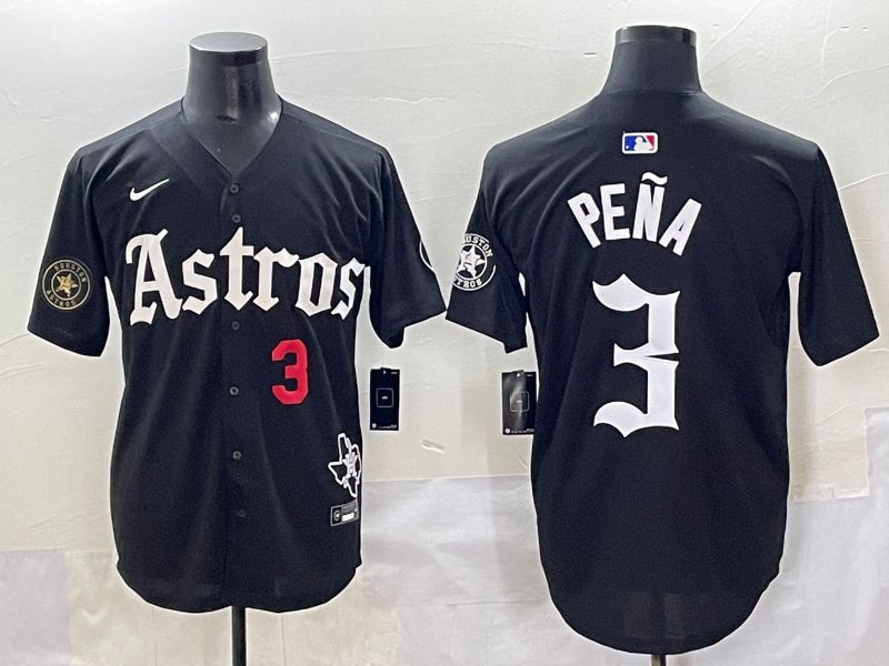 Men 2025 Houston Astros 3 Pena Black Five generations Joint Name Nike MLB Jersey style 5